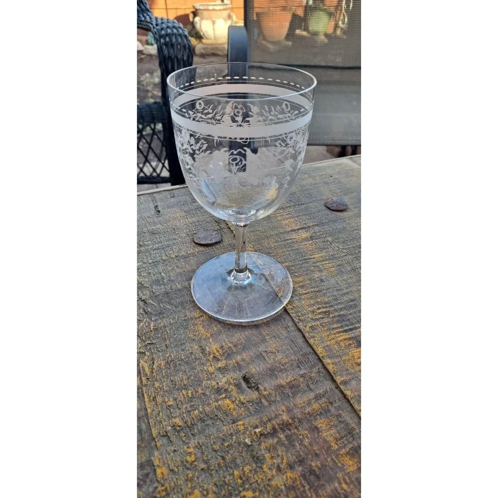 Vintage‎ Etched Water Goblet